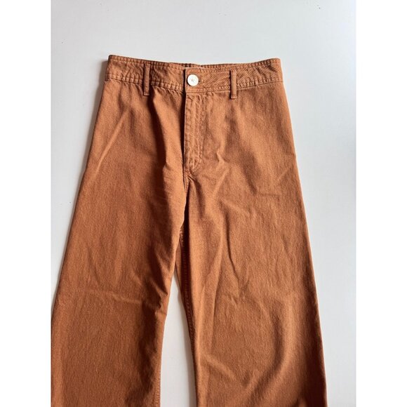 ZARA Marine Straight Brown Stretch Denim High Waisted Wide Leg Jeans, Size 6/28 - Picture 3 of 12